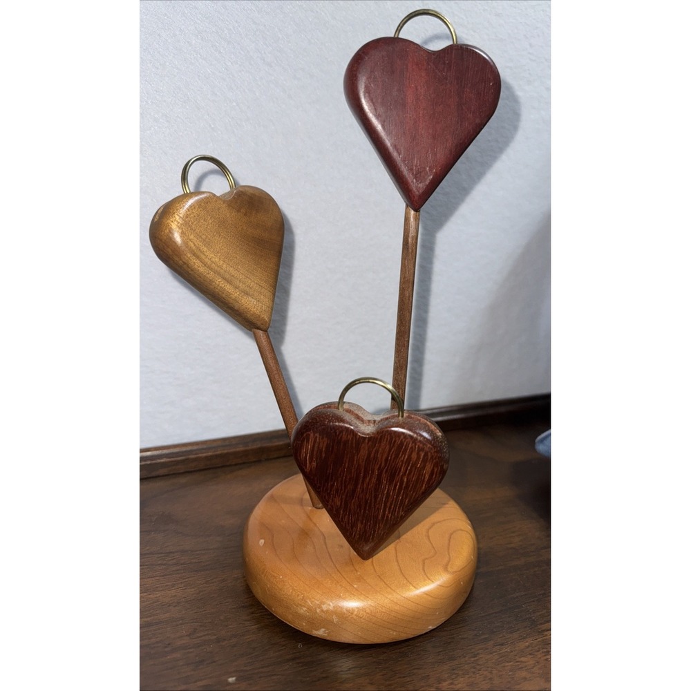 Vintage Handmade Wooden Hearts Picture/card/notes‎ Holder Stand. 9" Tall Aprox.